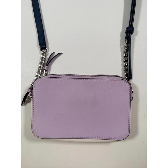 Kate Spade Double Up Small  Saffiano Leather Lilac White Crossbody Bag - Picture 2 of 9